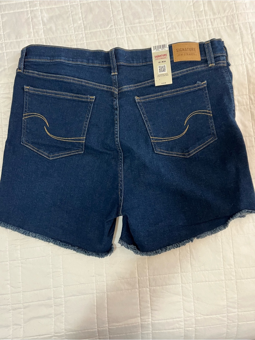 Signature by Levi Strauss Dark Indigo Denim Cutoff Shorts